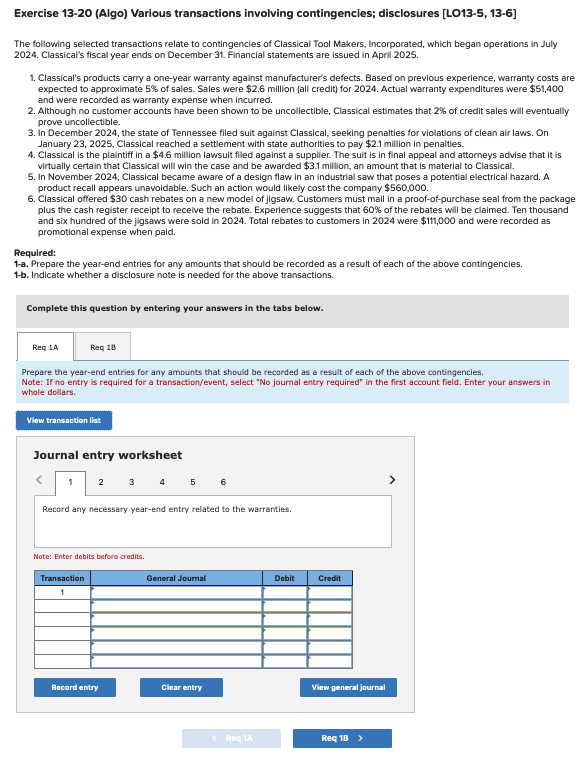 Exercise 1 3 - 2 0 ( Algo ) Various transactions