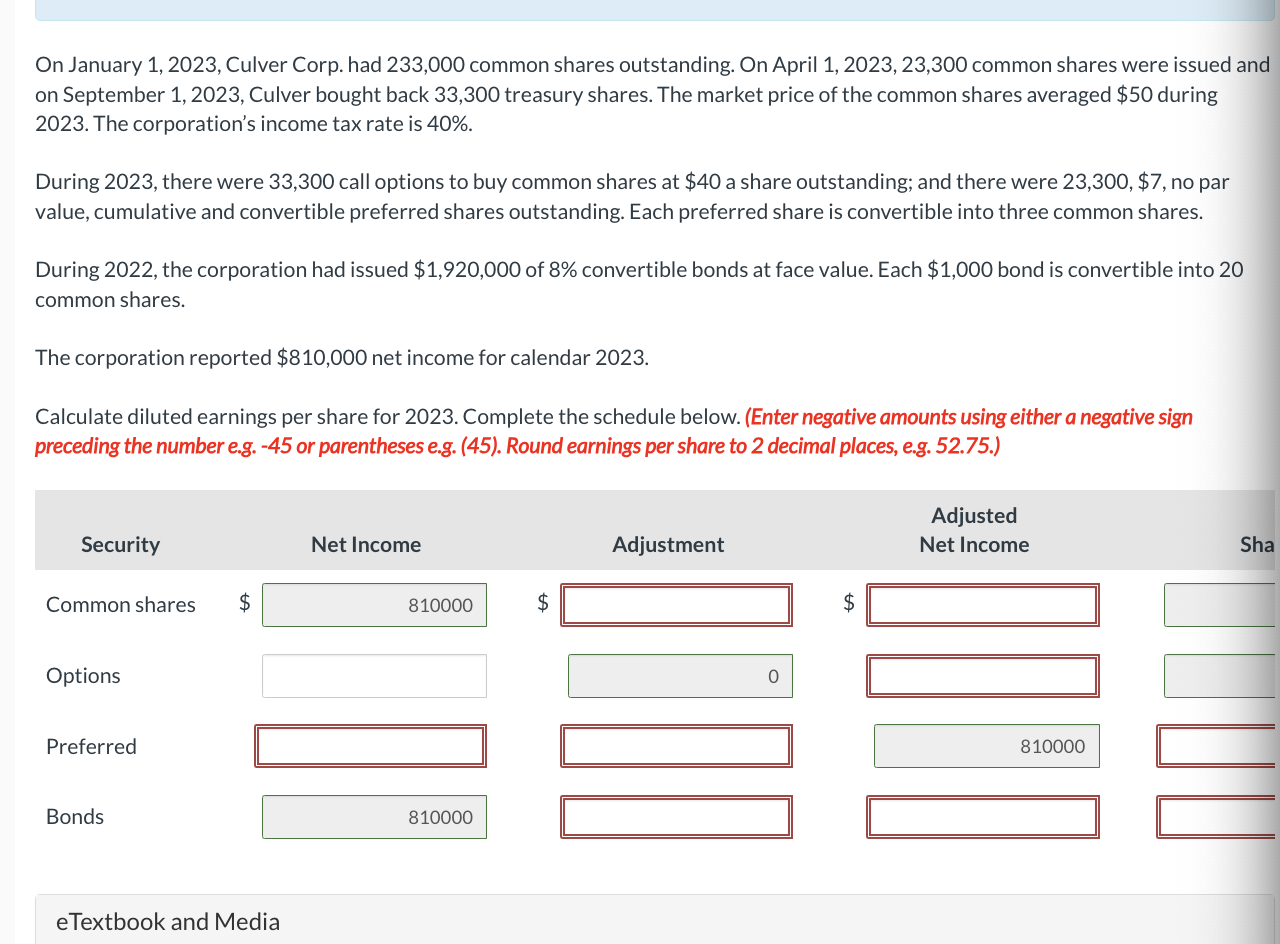 On January 1 , 2 0 2 3 , Culver Corp. had 2 3 3 ,