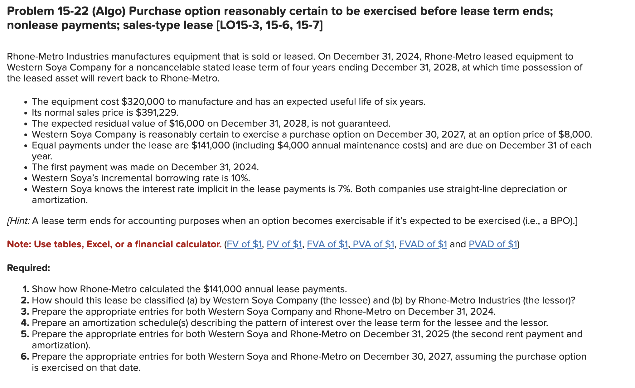 Problem 1 5 - 2 2 ( Algo ) Purchase option