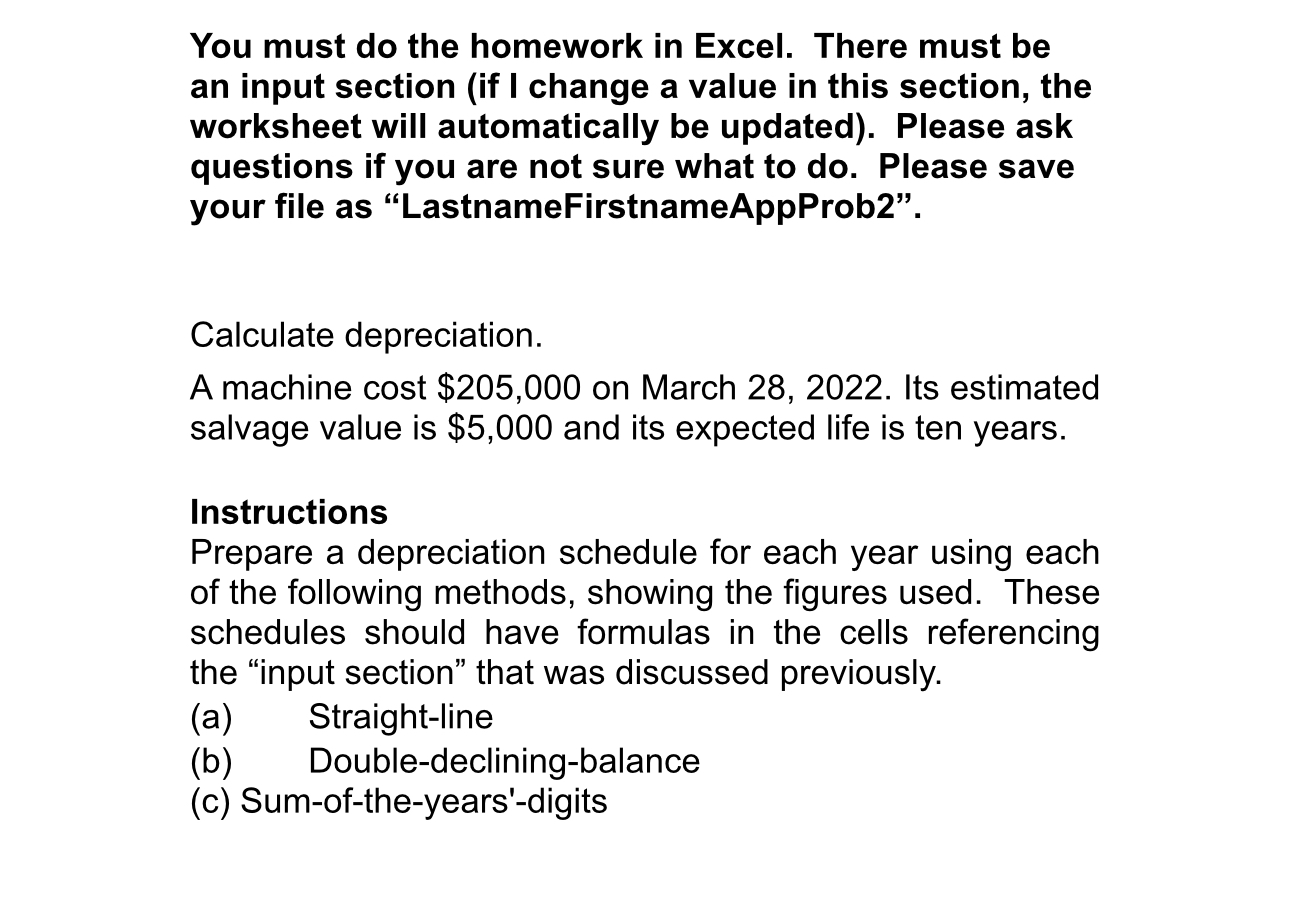 create a depreciation using excel