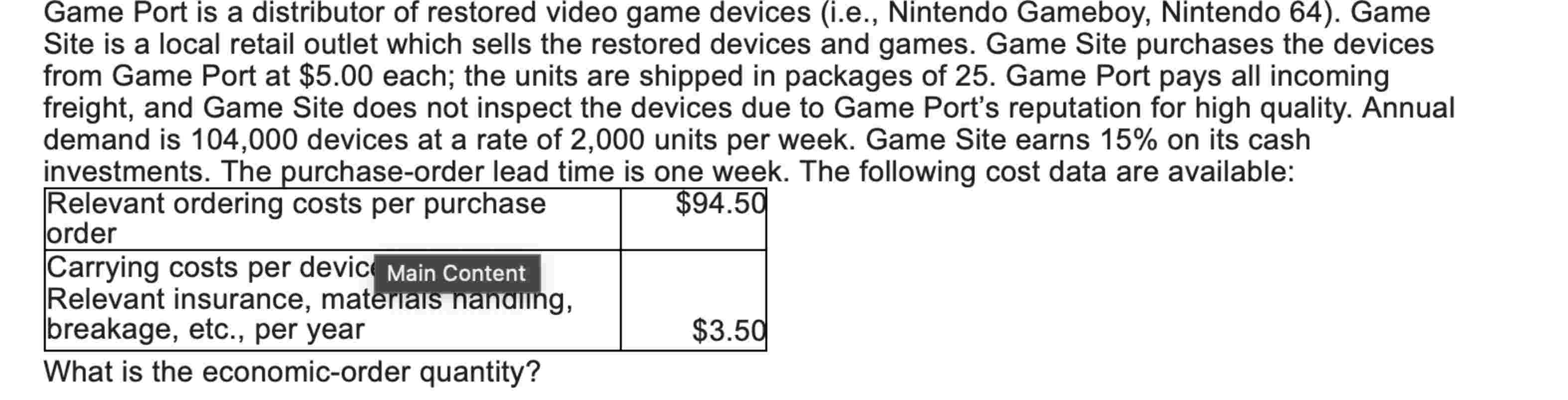 Game Port is a distributor of restored video game