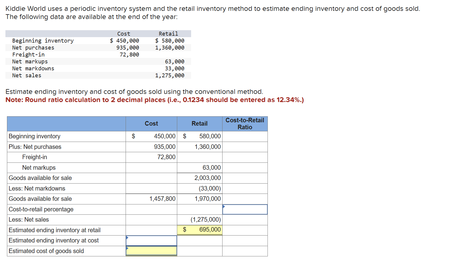 Kiddie World uses a periodic inventory system and