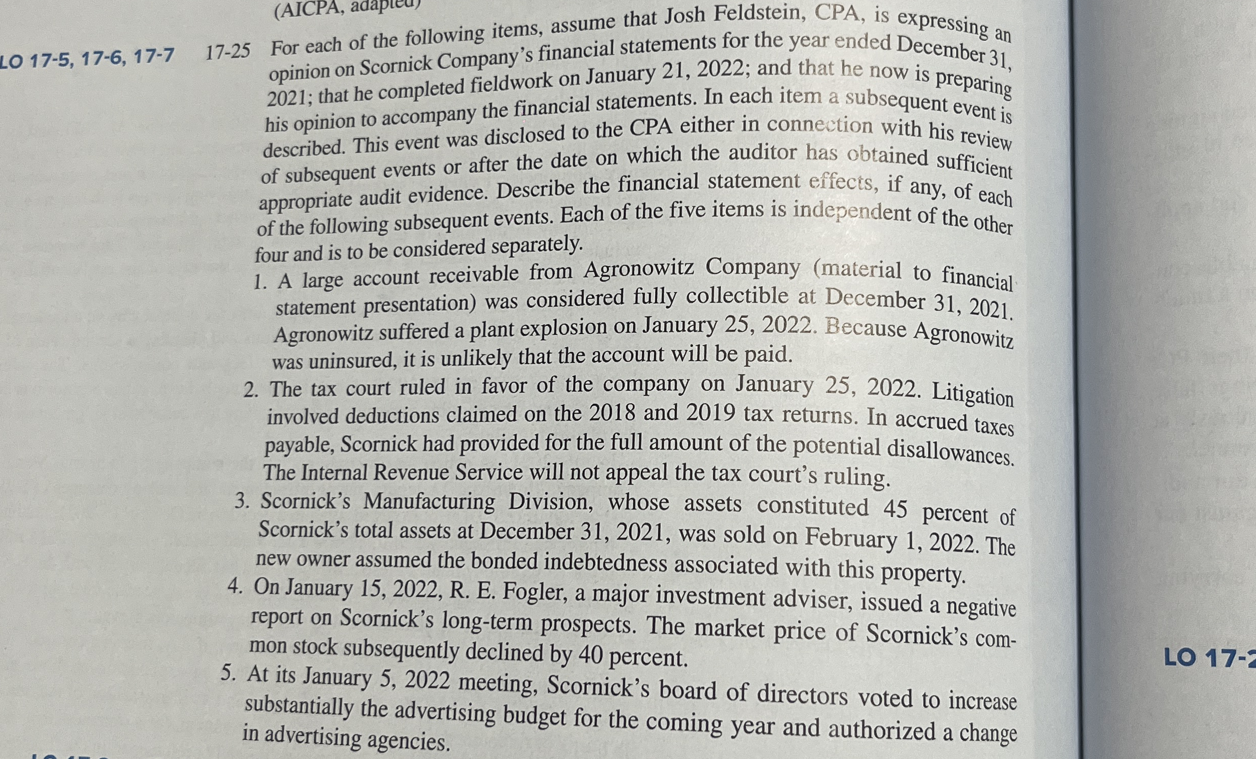 LO 1 7 - 5 , 1 7 - 6 , 1 7 - 7 1 7 - 2 5 For each