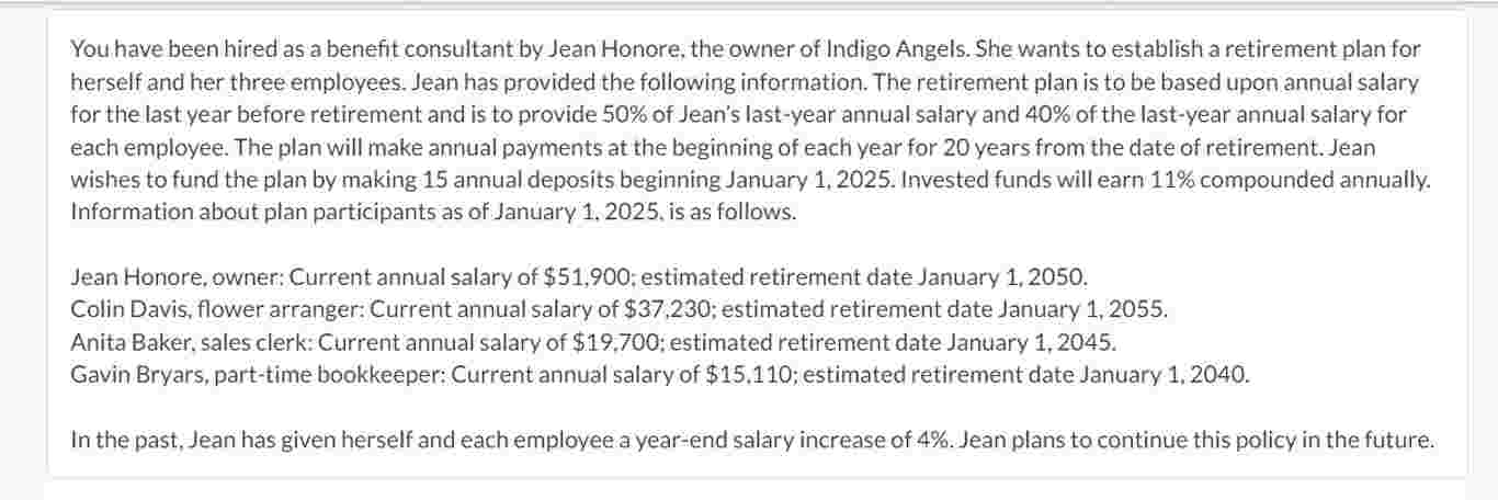 You have been hired as a benefit consultant by