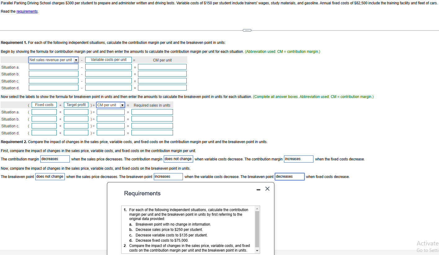 Read the requirements. Requirement 1 . For each