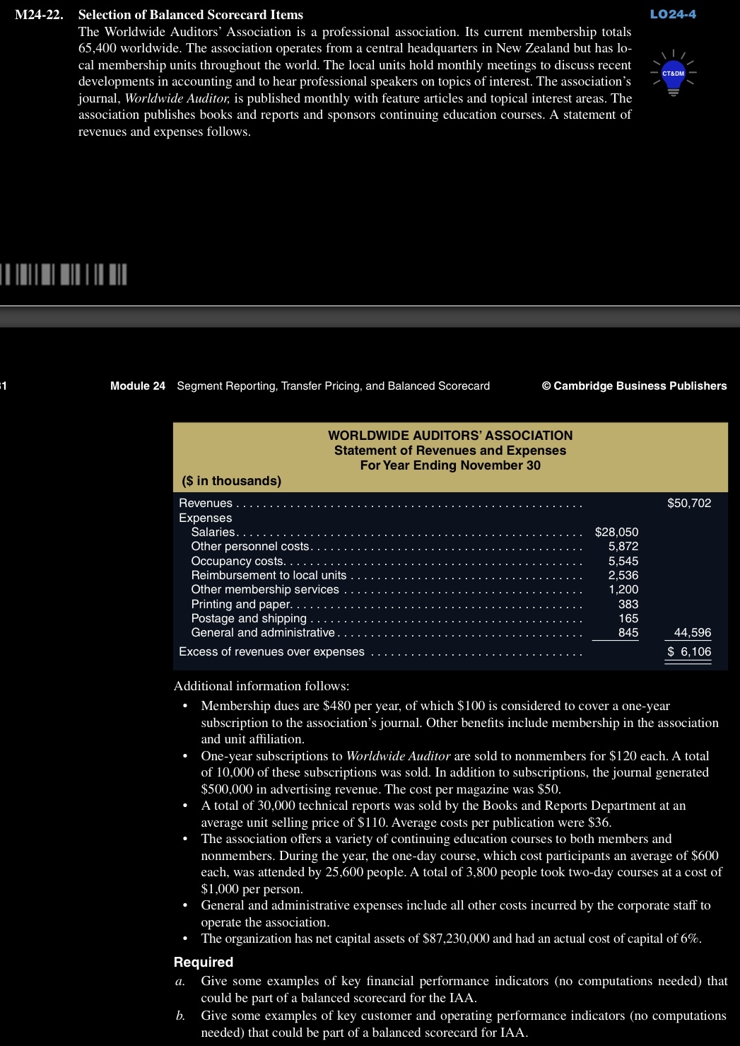 M 2 4 - 2 2 . Selection of Balanced Scorecard