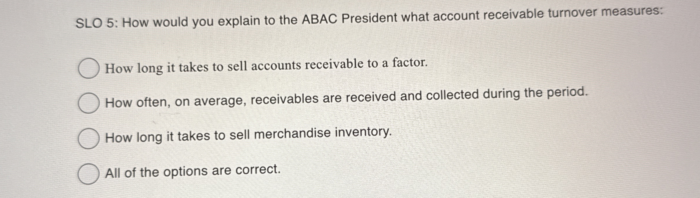 SLO 5 : How would you explain to the ABAC