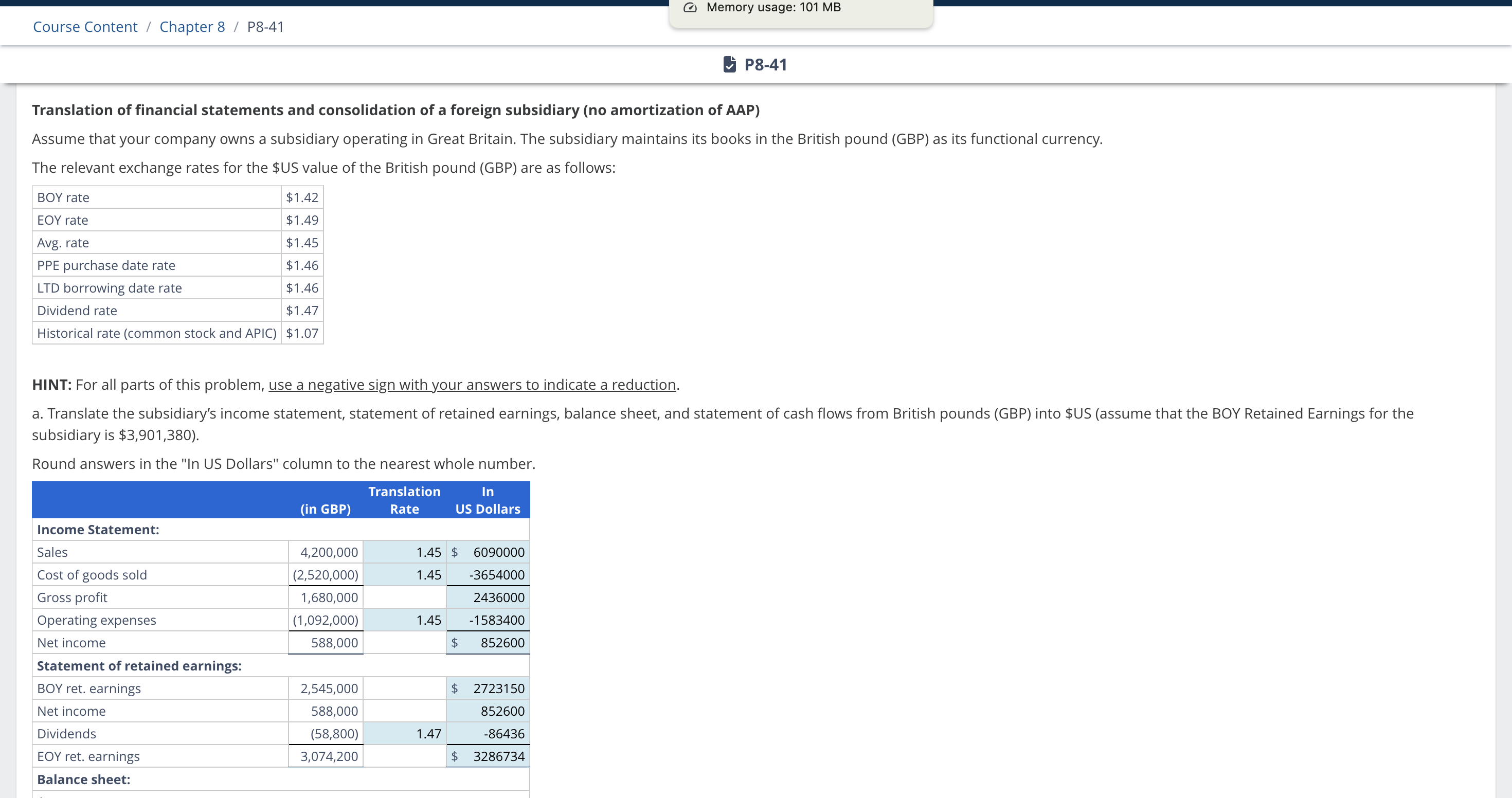 Translation of financial statements and