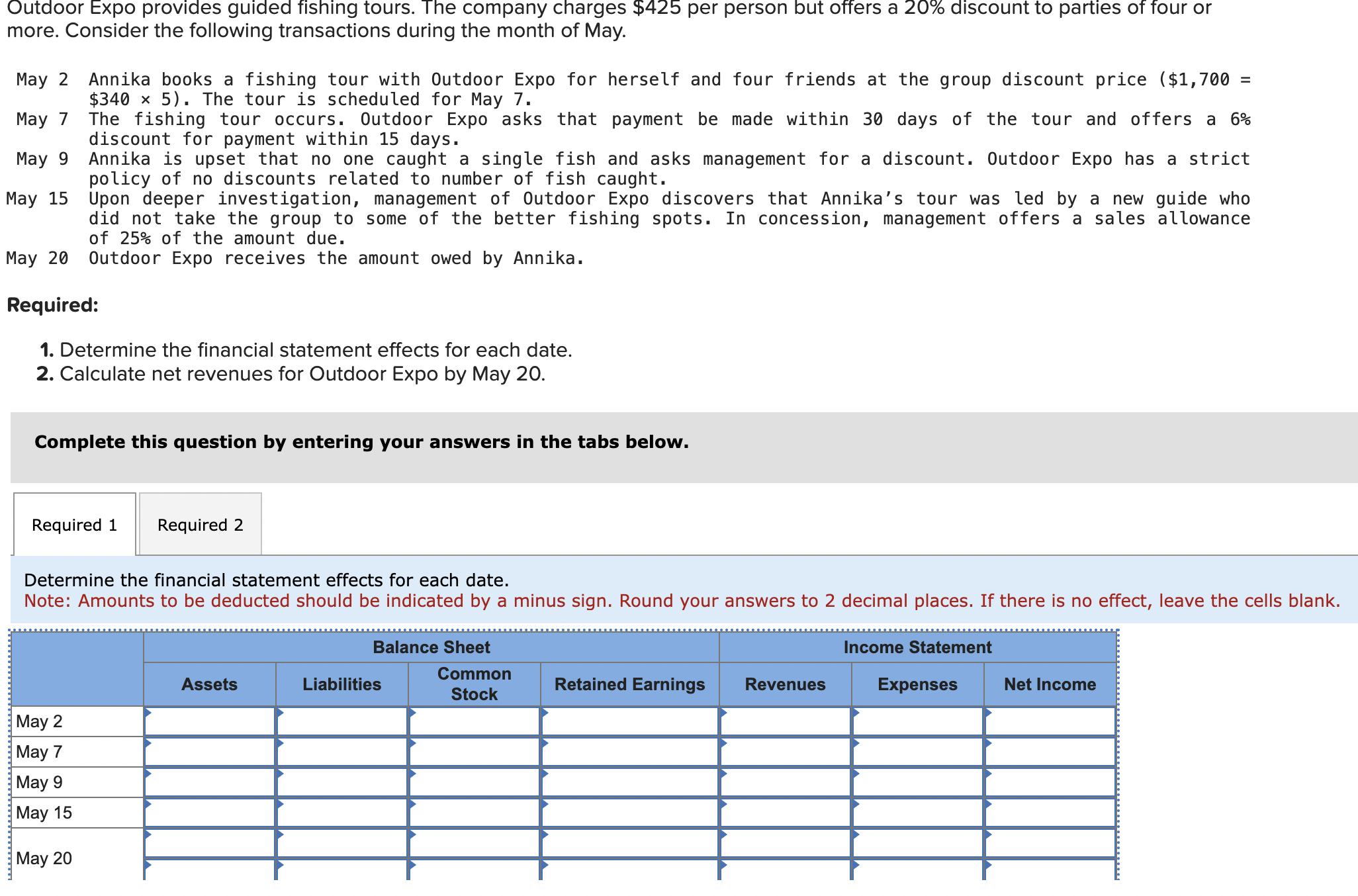 Outdoor Expo provides guided fishing tours. The