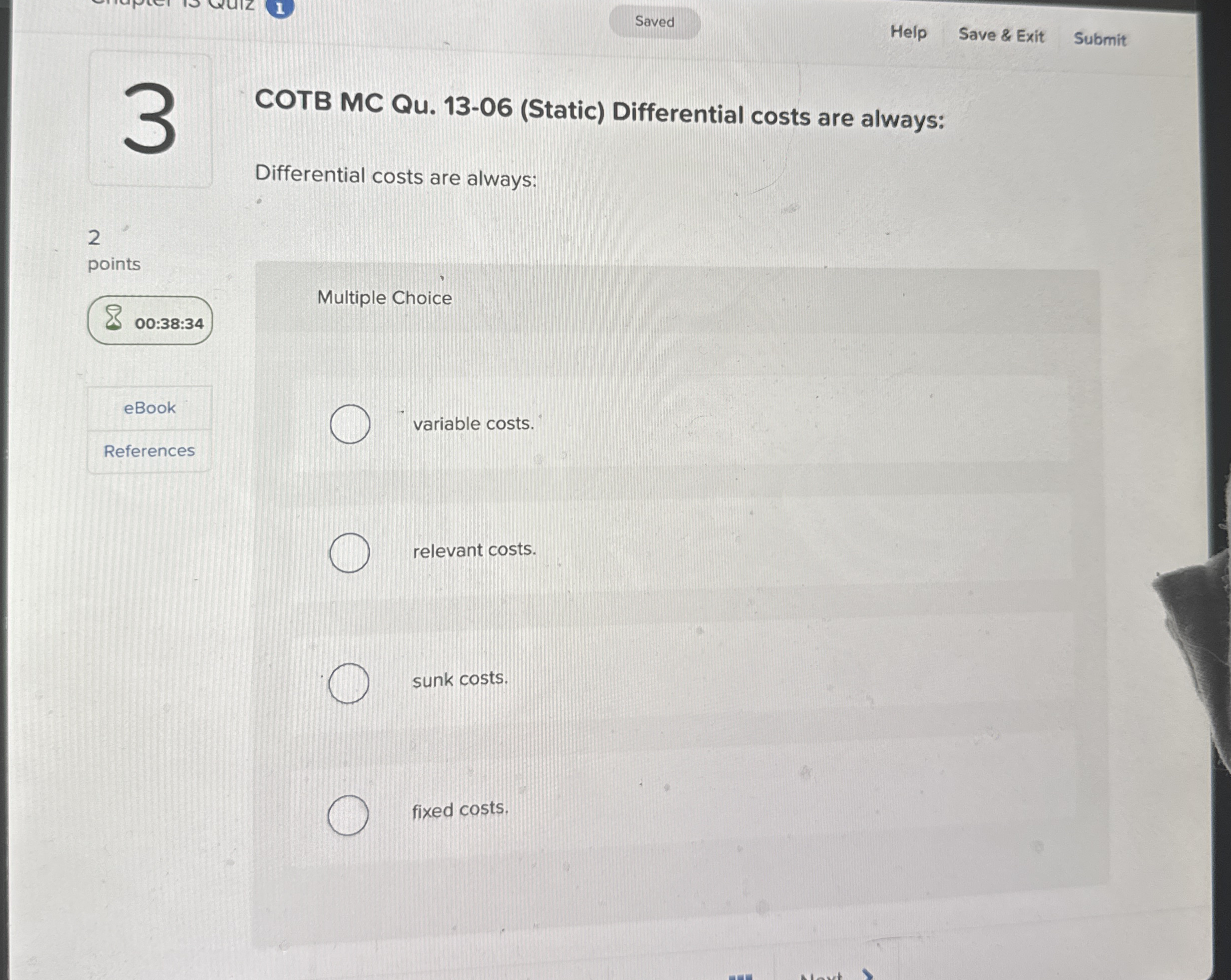 1 Help Save & Exit Submit 3 2 points q , eBook