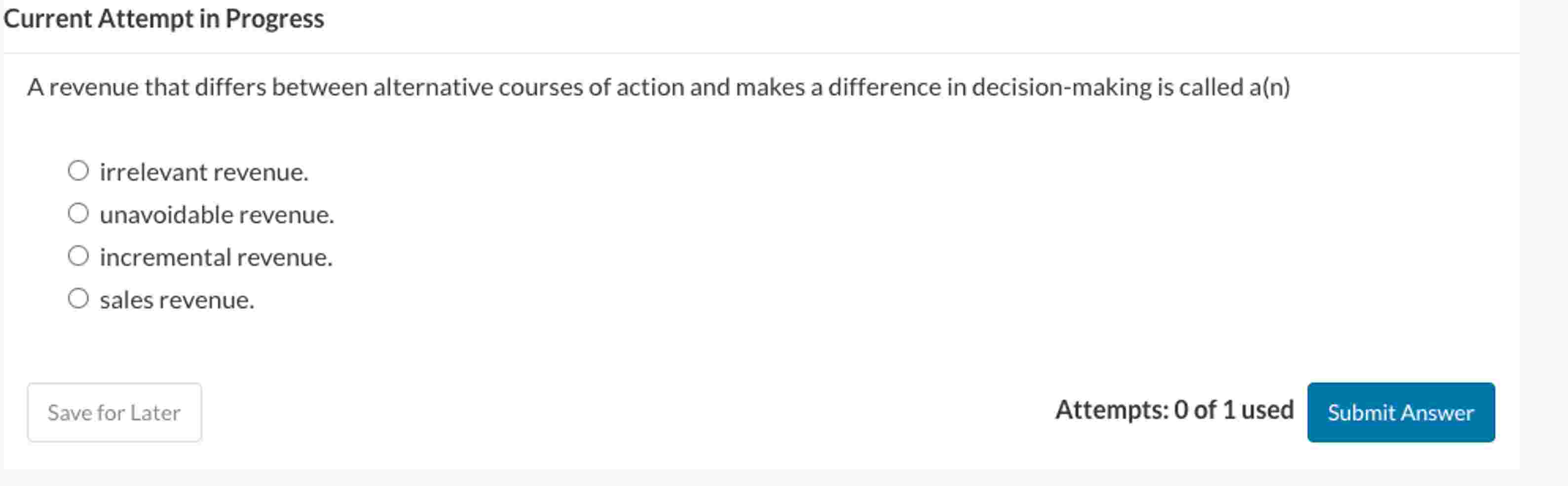 Current Attempt in Progress A revenue that