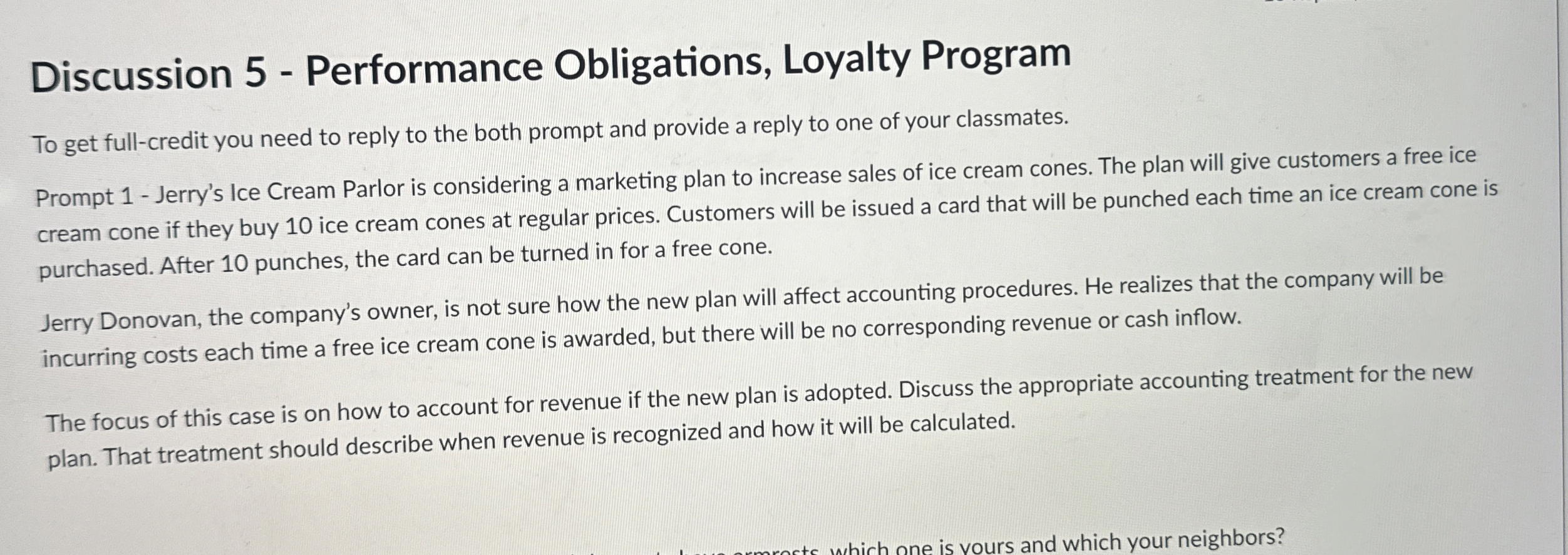 Discussion 5 - Performance Obligations, Loyalty