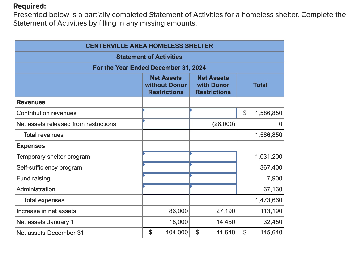 Required: Presented below is a partially