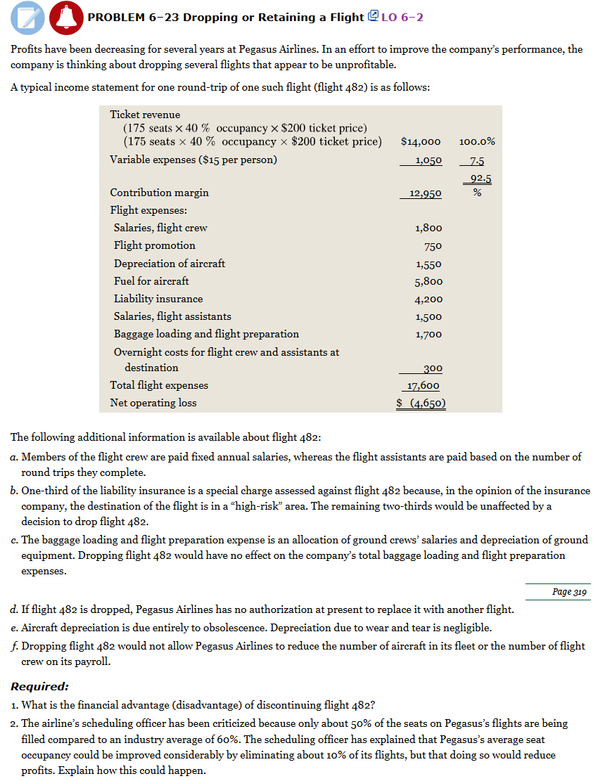 PROBLEM 6 - 2 3 Dropping or Retaining a Flight LO