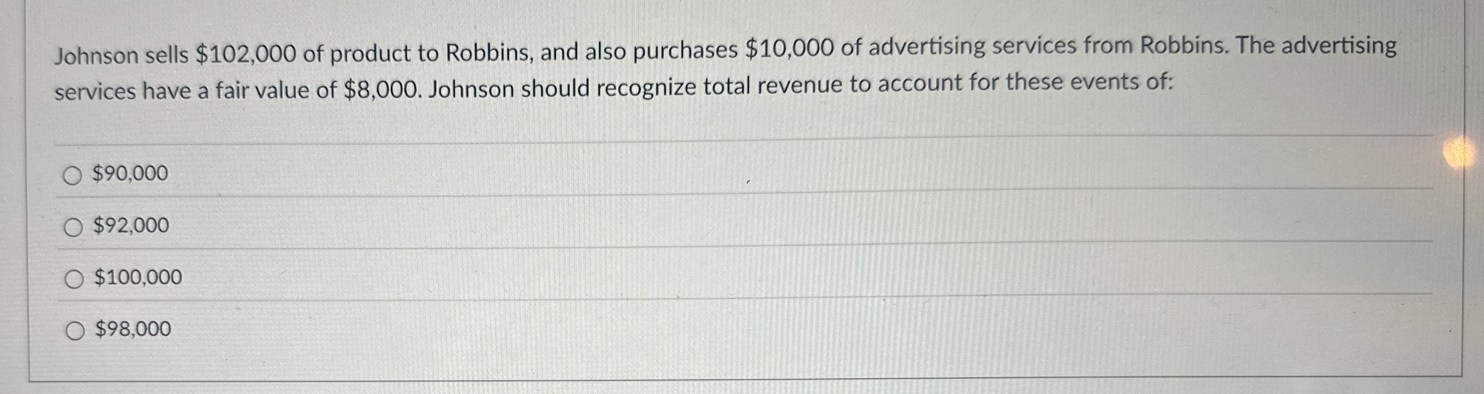 Johnson sells $ 1 0 2 , 0 0 0 of product to