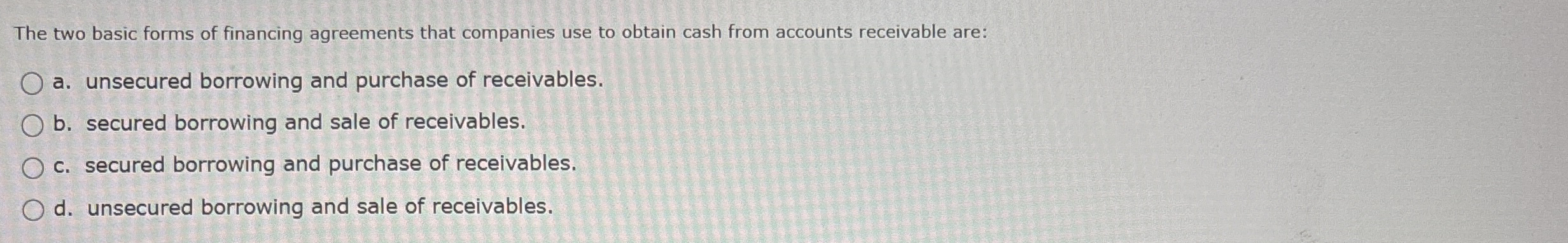 The two basic forms of financing agreements that