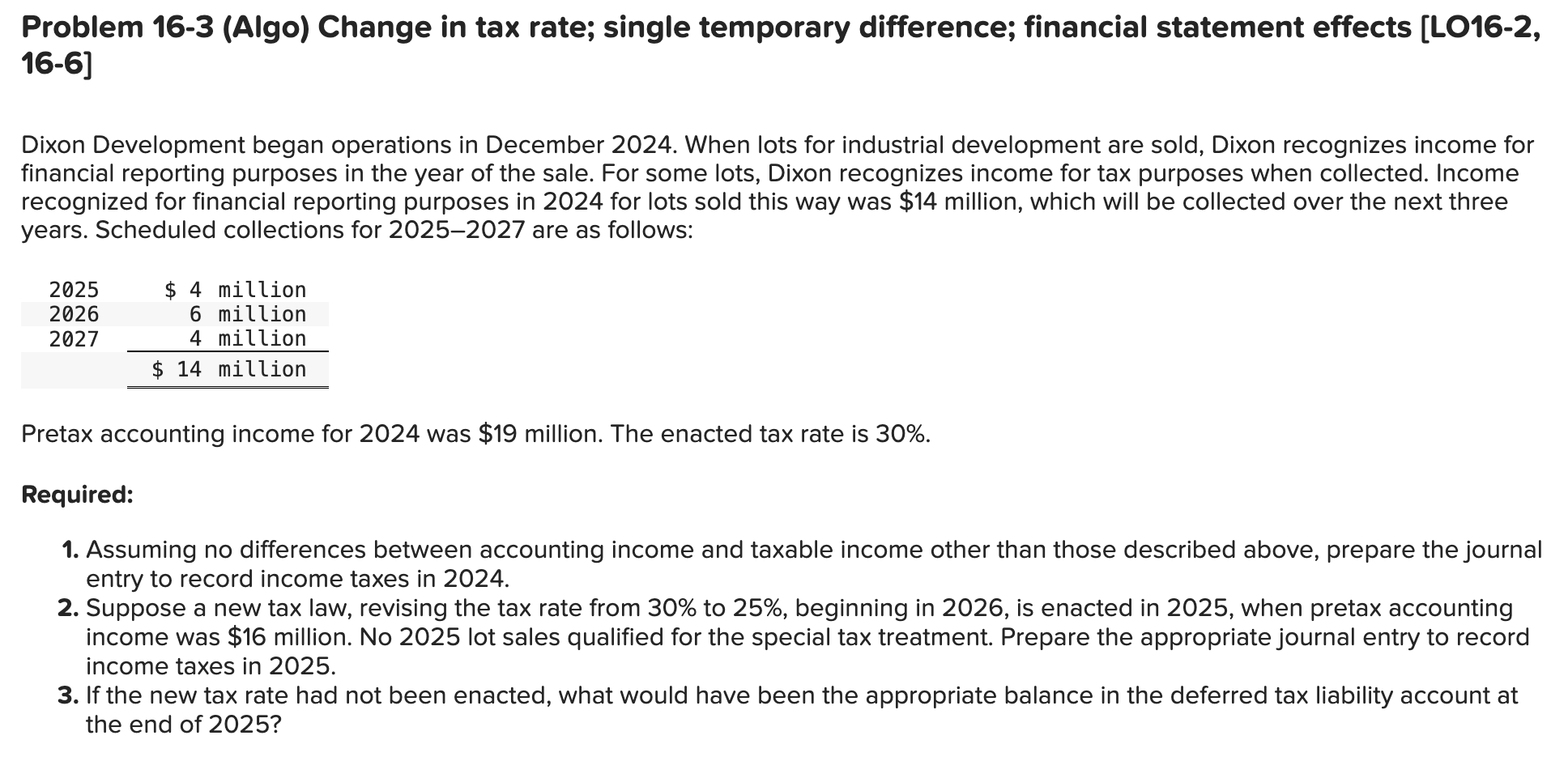 Problem 1 6 - 3 ( Algo ) Change in tax rate;