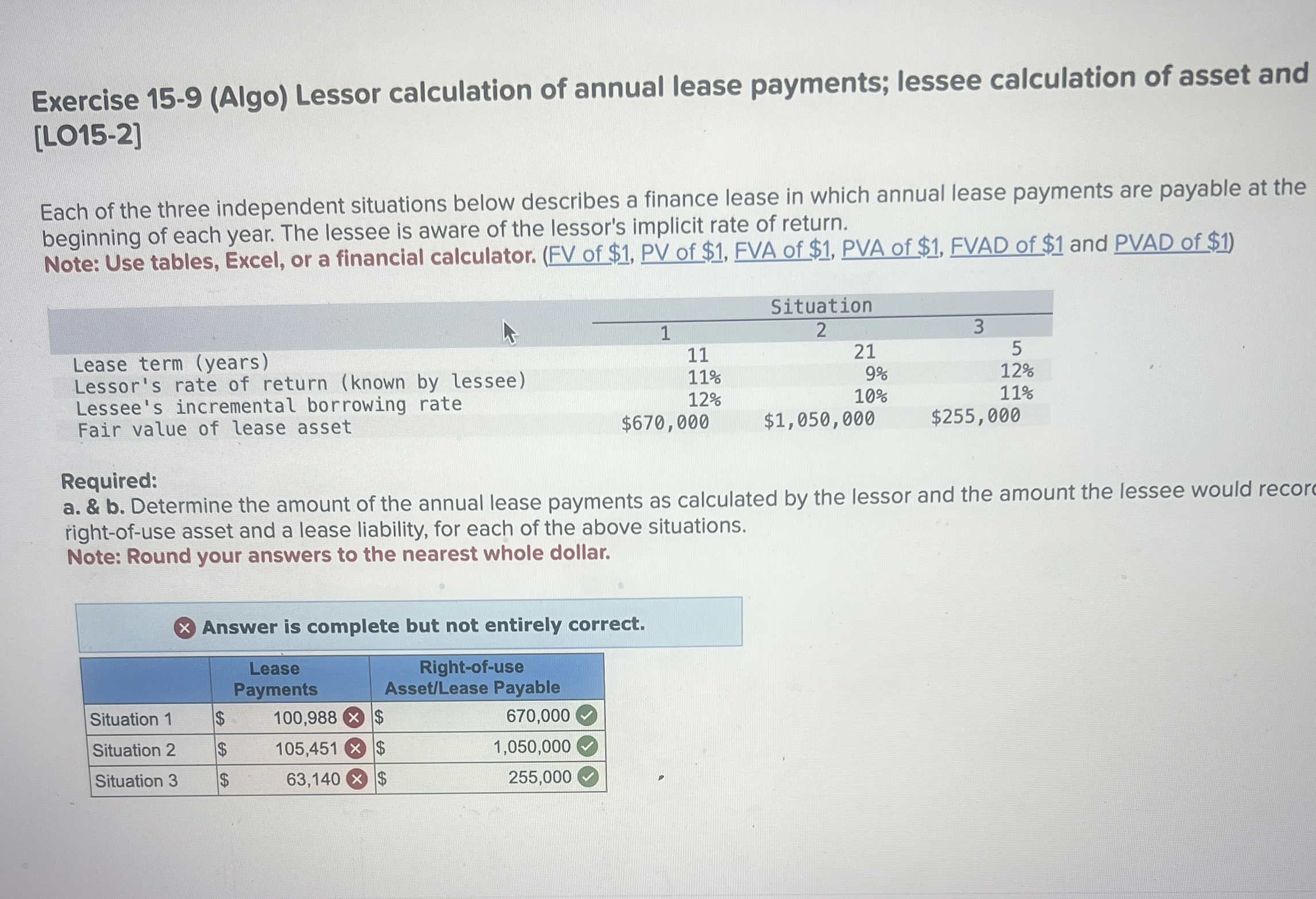 Exercise 1 5 - 9 ( Algo ) Lessor calculation of