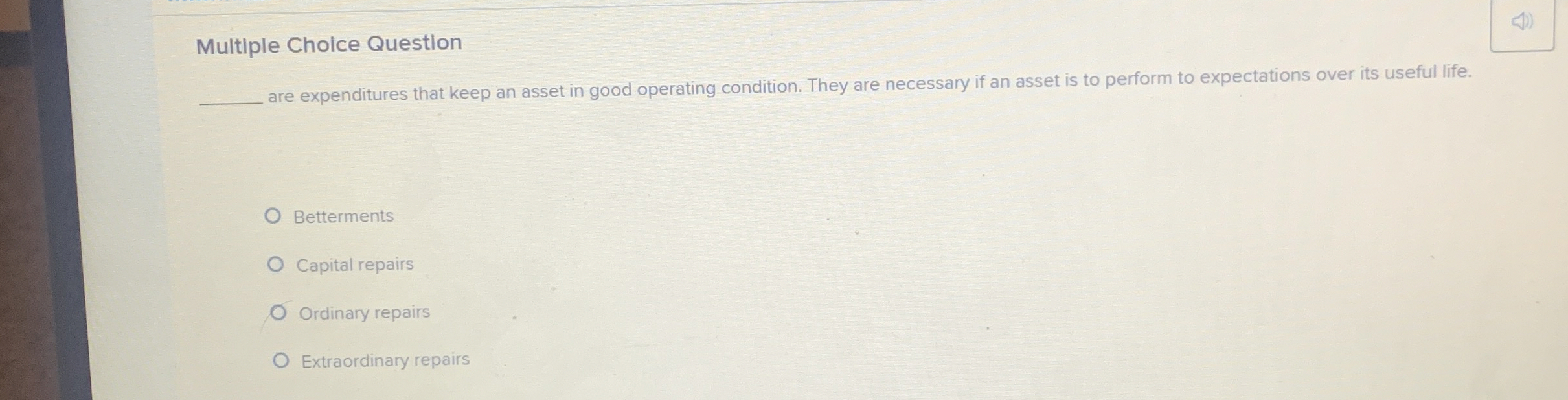 Multiple Cholce Question are expenditures that