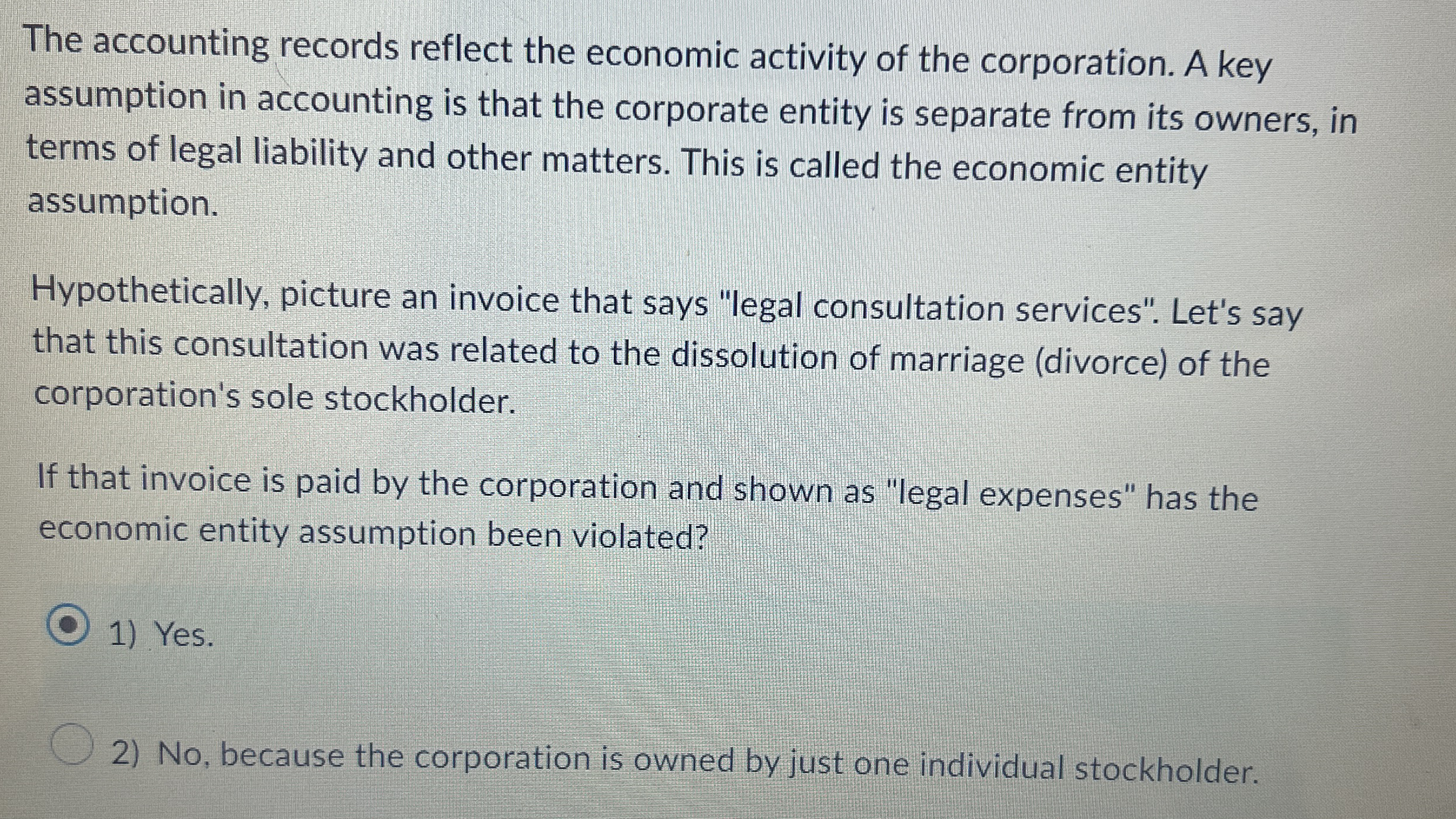 The accounting records reflect the economic