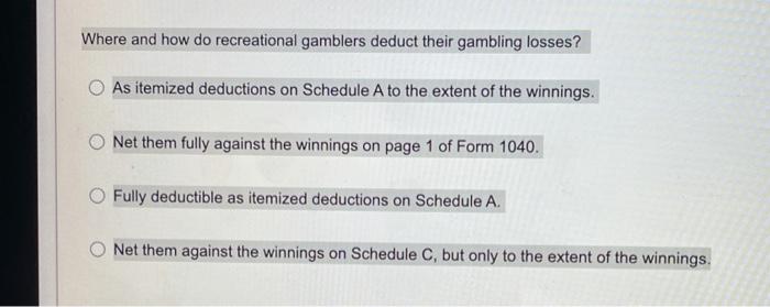Where and how do professional gamblers deduct