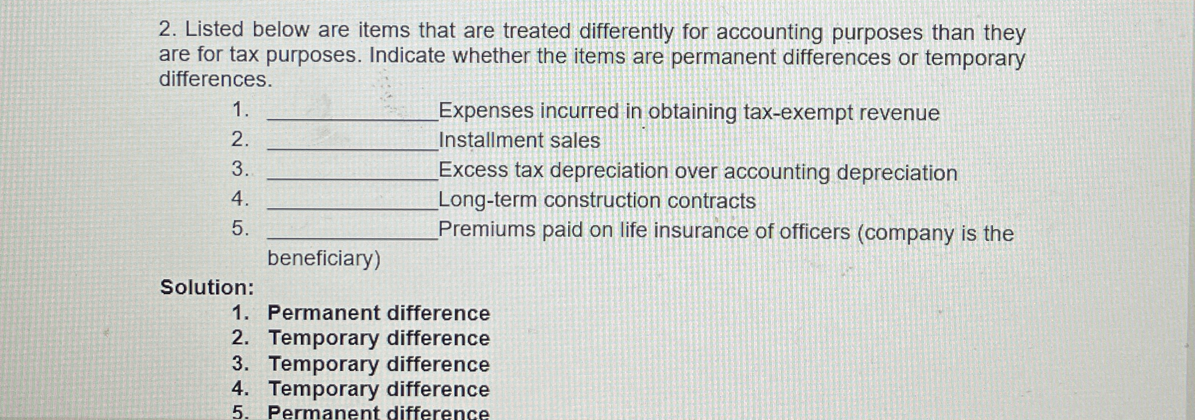 Listed below are items that are treated