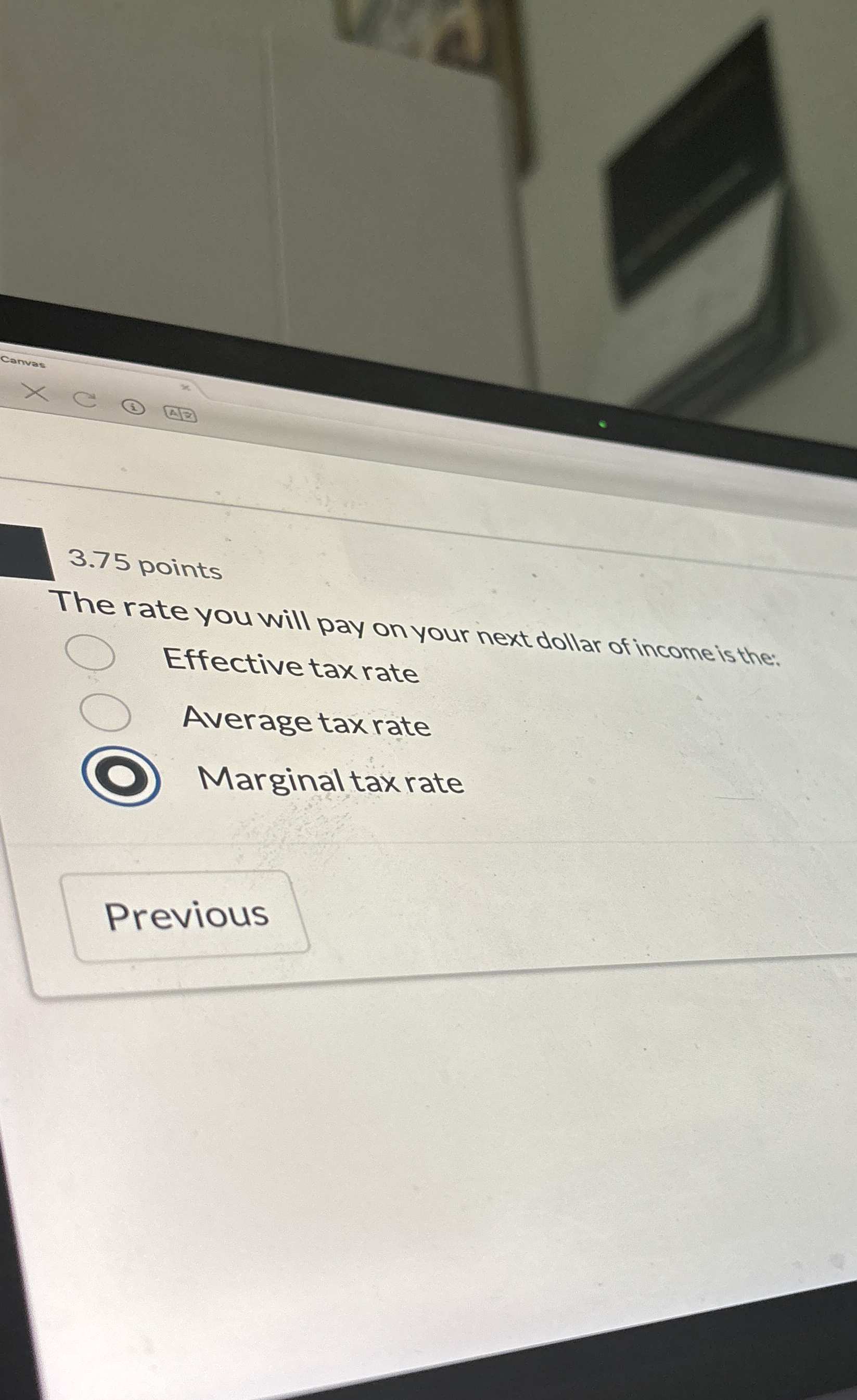 Canvas 3 . 7 5 points The rate you will pay on