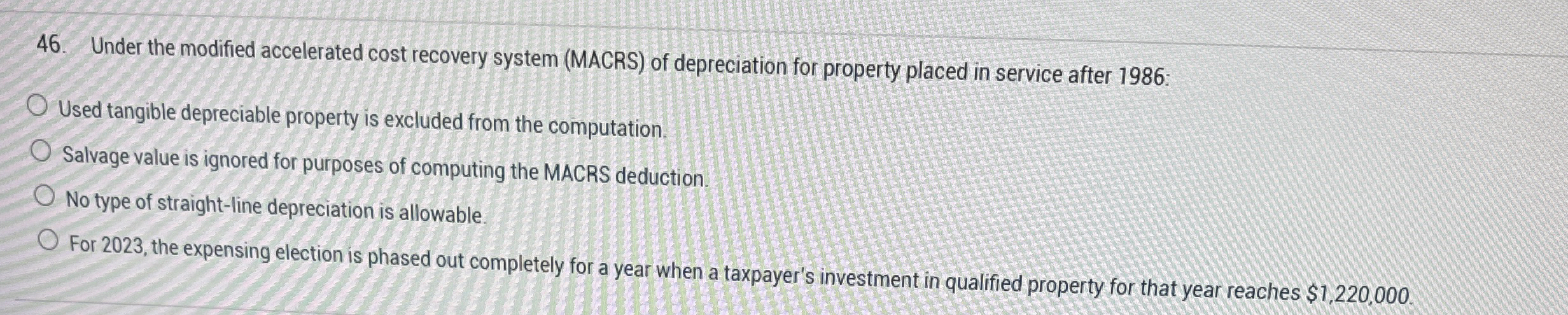 Under the modified accelerated cost recovery