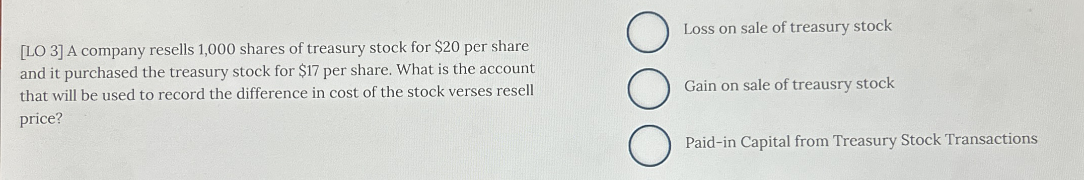 [ LO 3 ] A company resells 1 , 0 0 0 shares of