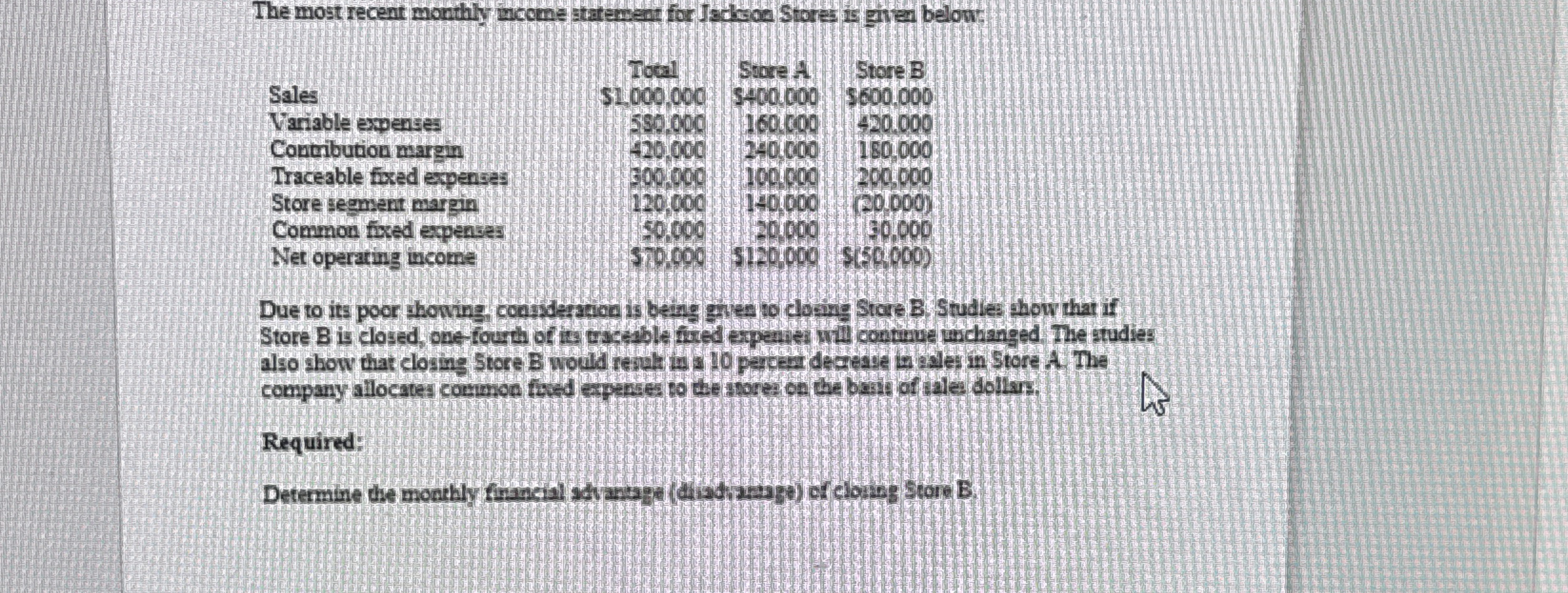 The most recent monthly income tarement for