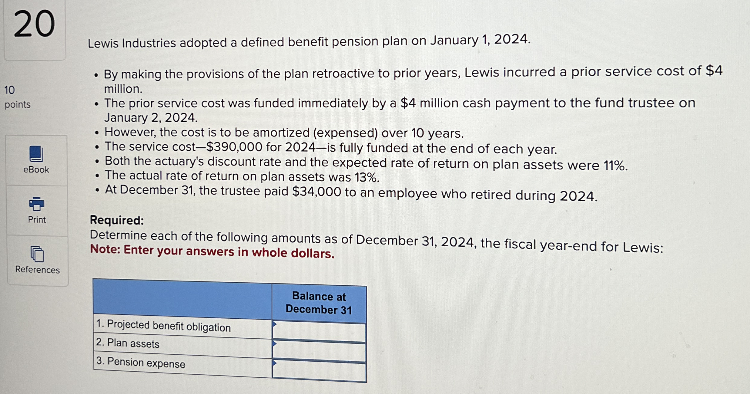 Lewis Industries adopted a defined benefit