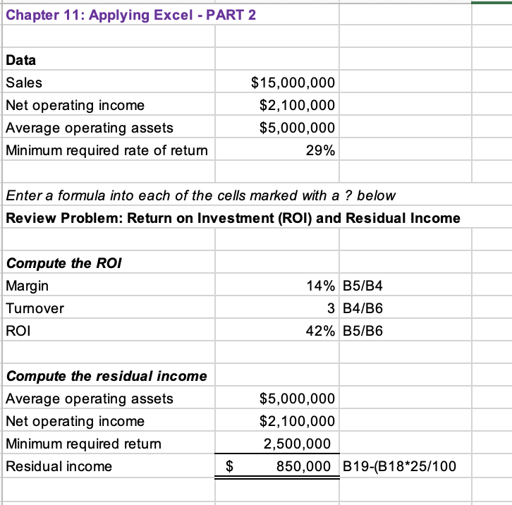 Chapter 1 1 : Applying Excel: Exercise ( Part 2