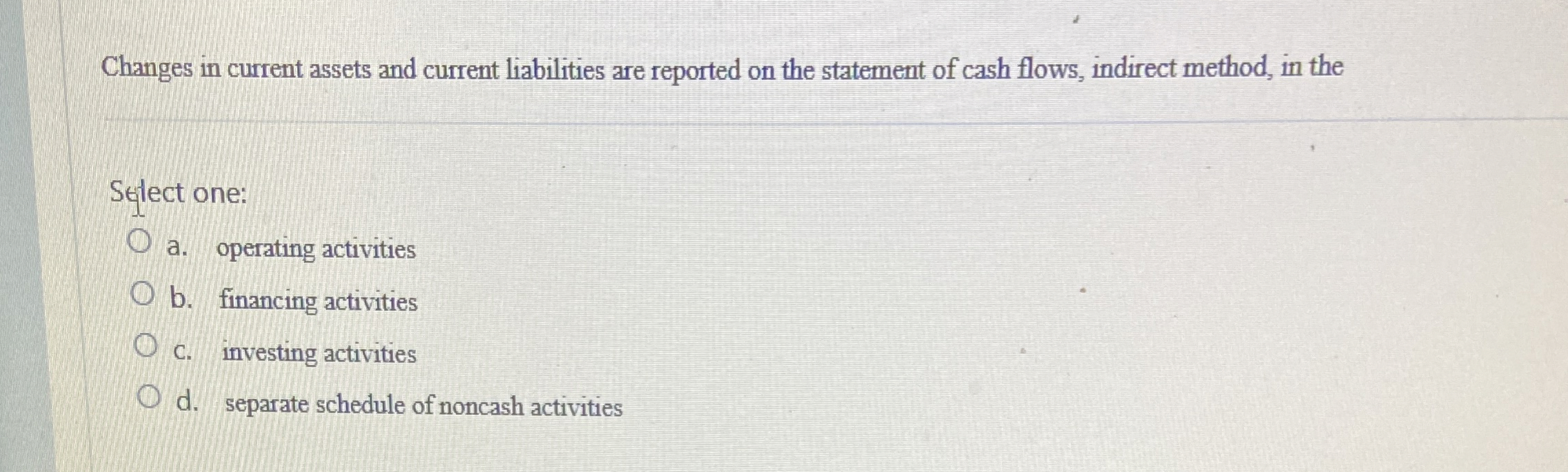 Changes in current assets and current liabilities