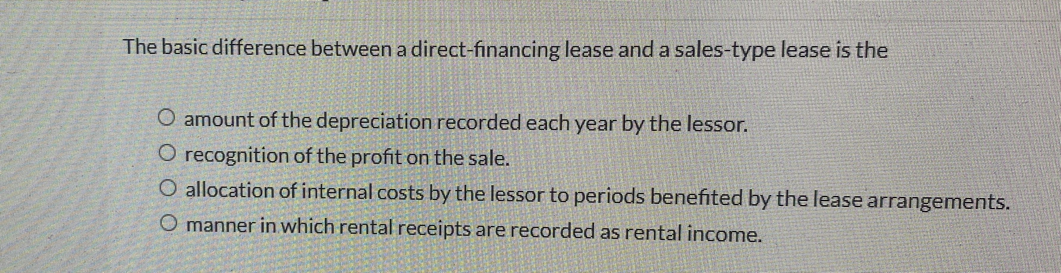 The basic difference between a direct - financing