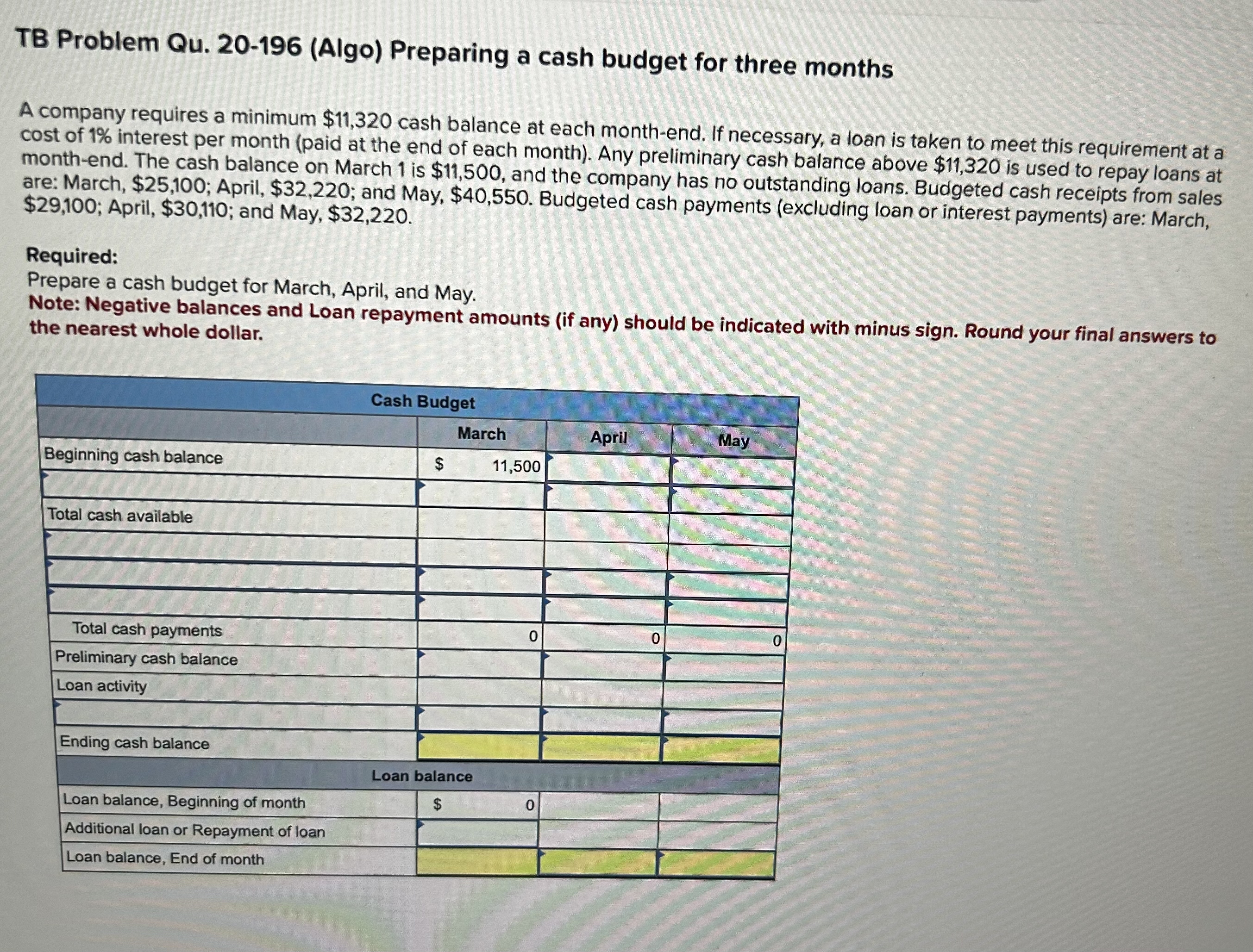 Help solvingTB Problem Qu . 2 0 - 1 9 6 ( Algo )