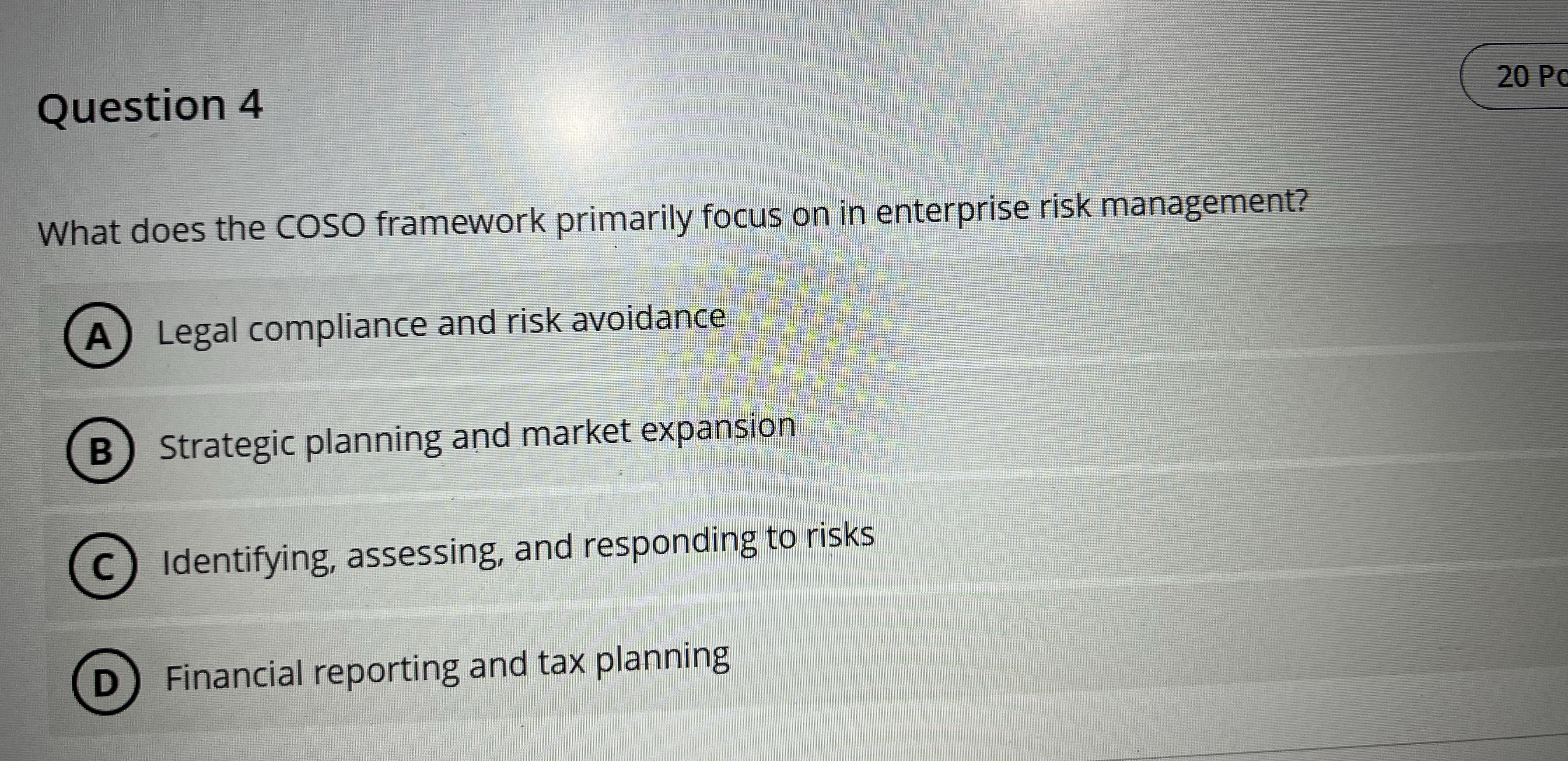 What does the COSO framework focus on in