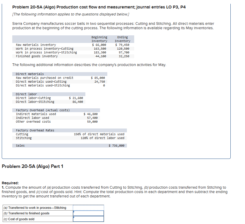 Problem 2 0 - 5 A ( Algo ) Production cost flow