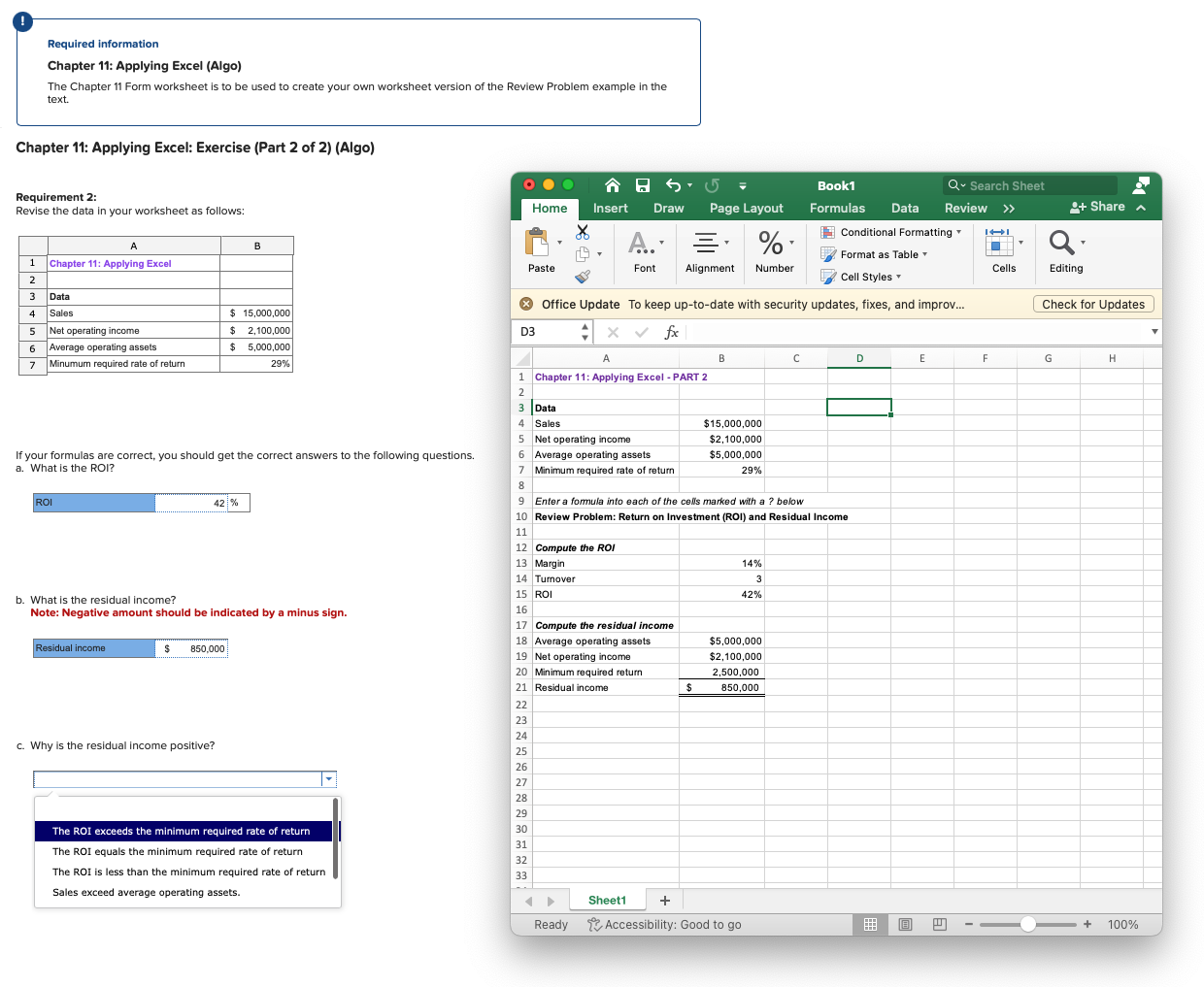 Chapter 1 1 : Applying Excel: Exercise ( Part 2