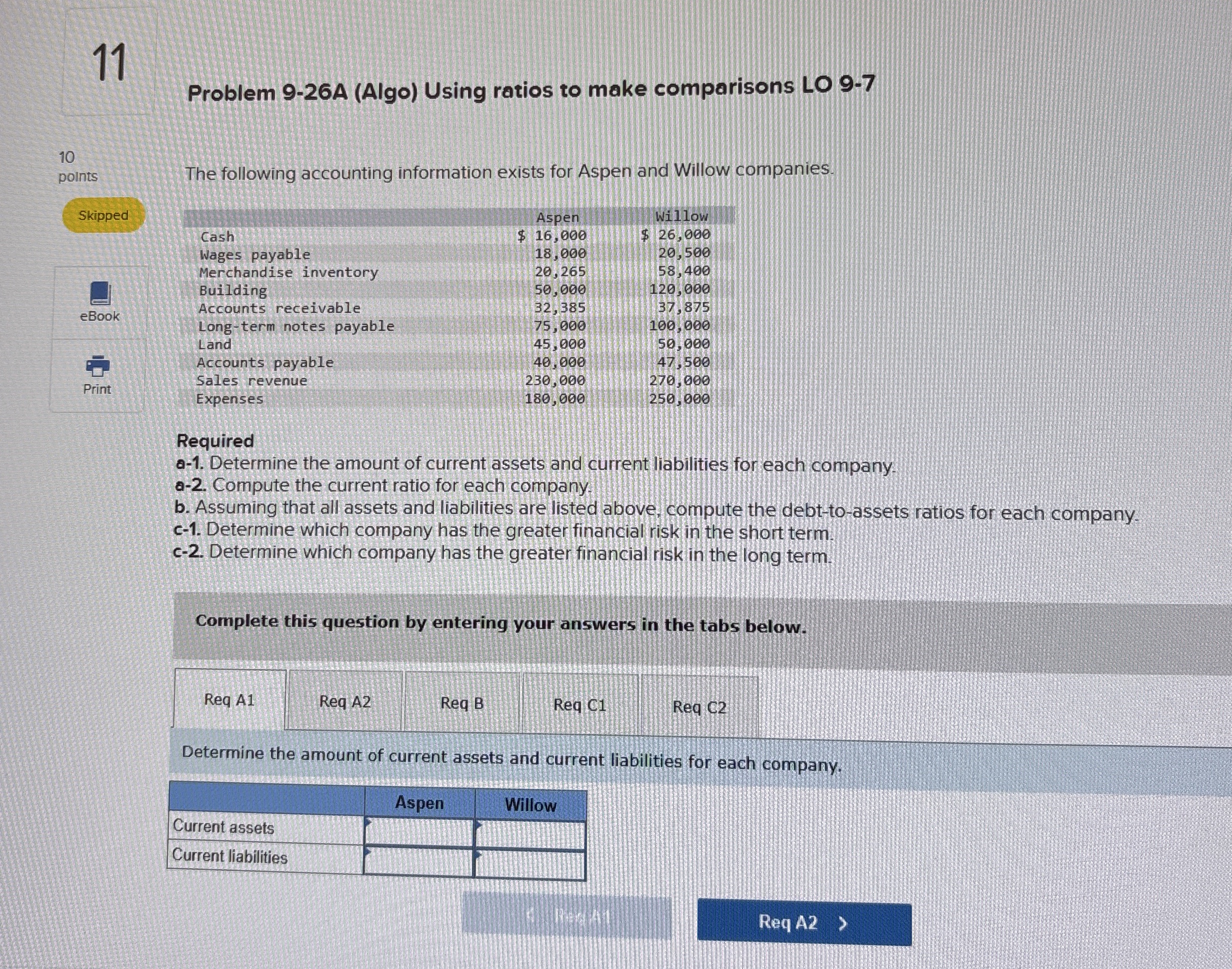 1 1 Problem 9 - 2 6 A ( Algo ) Using ratios to