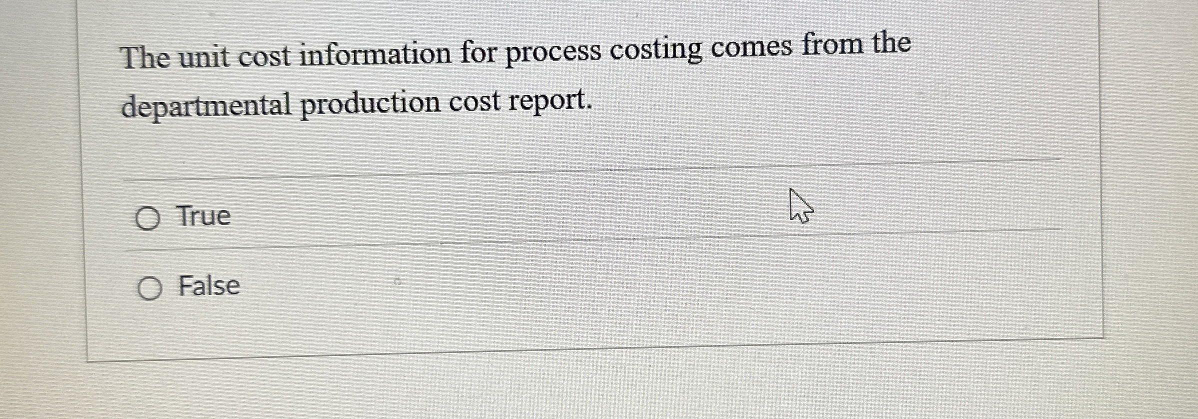 The unit cost information for process costing