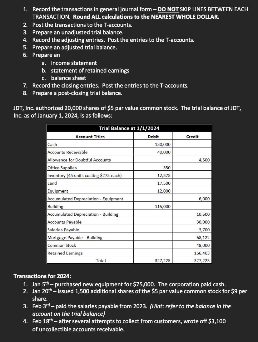 1 . Record the transactions i n general journal