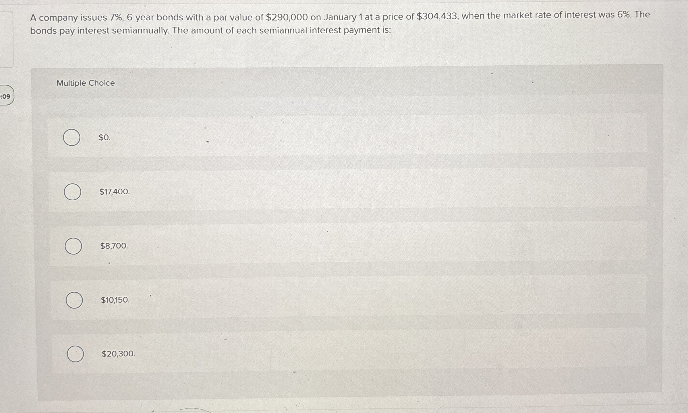 A company issues 7 % , 6 - year bonds with a par