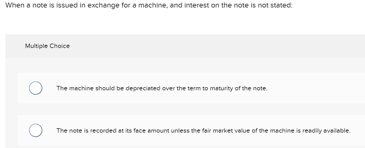 When a note is issued in exchange for a machine,