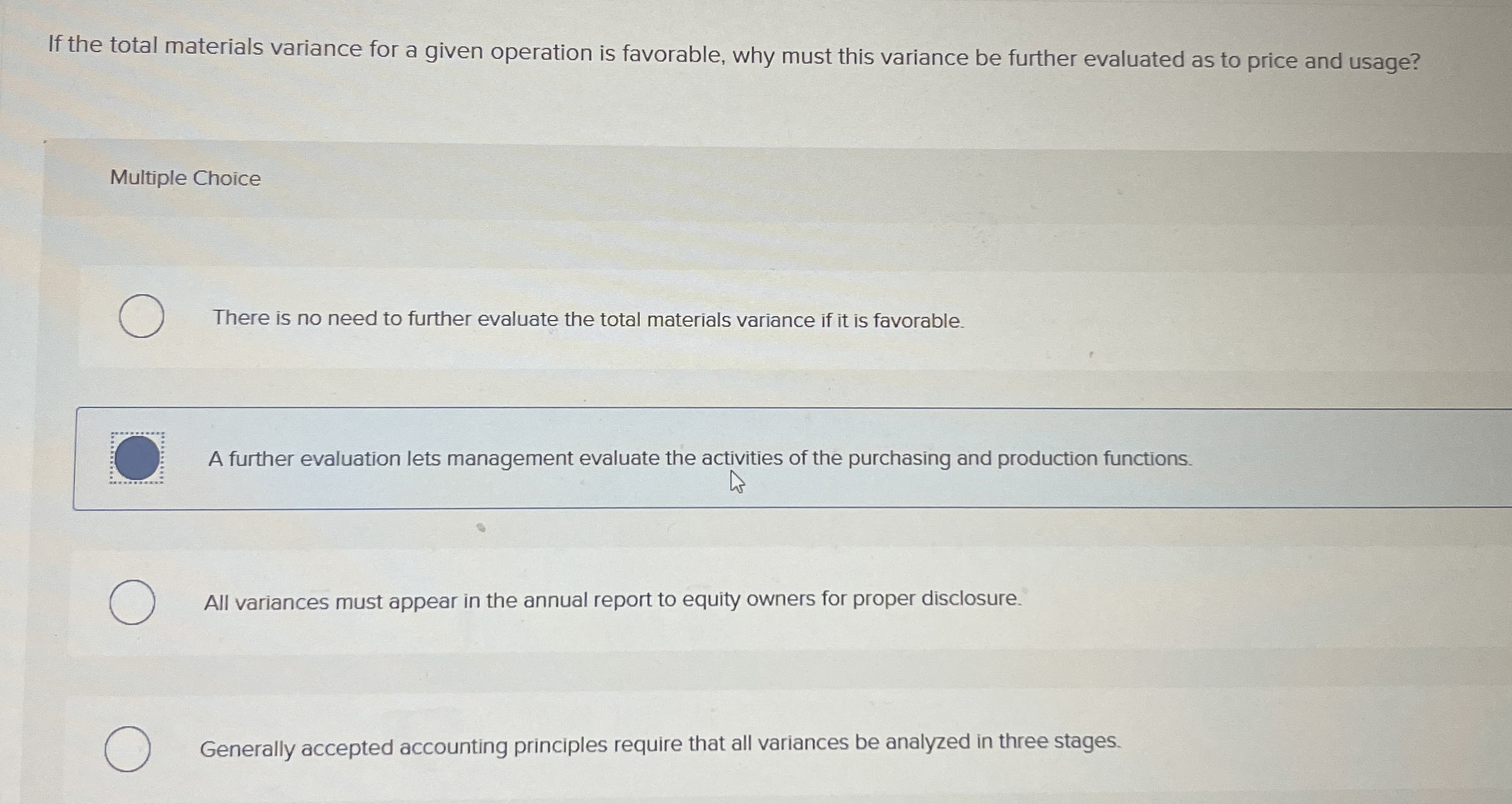 If the total materials variance for a given