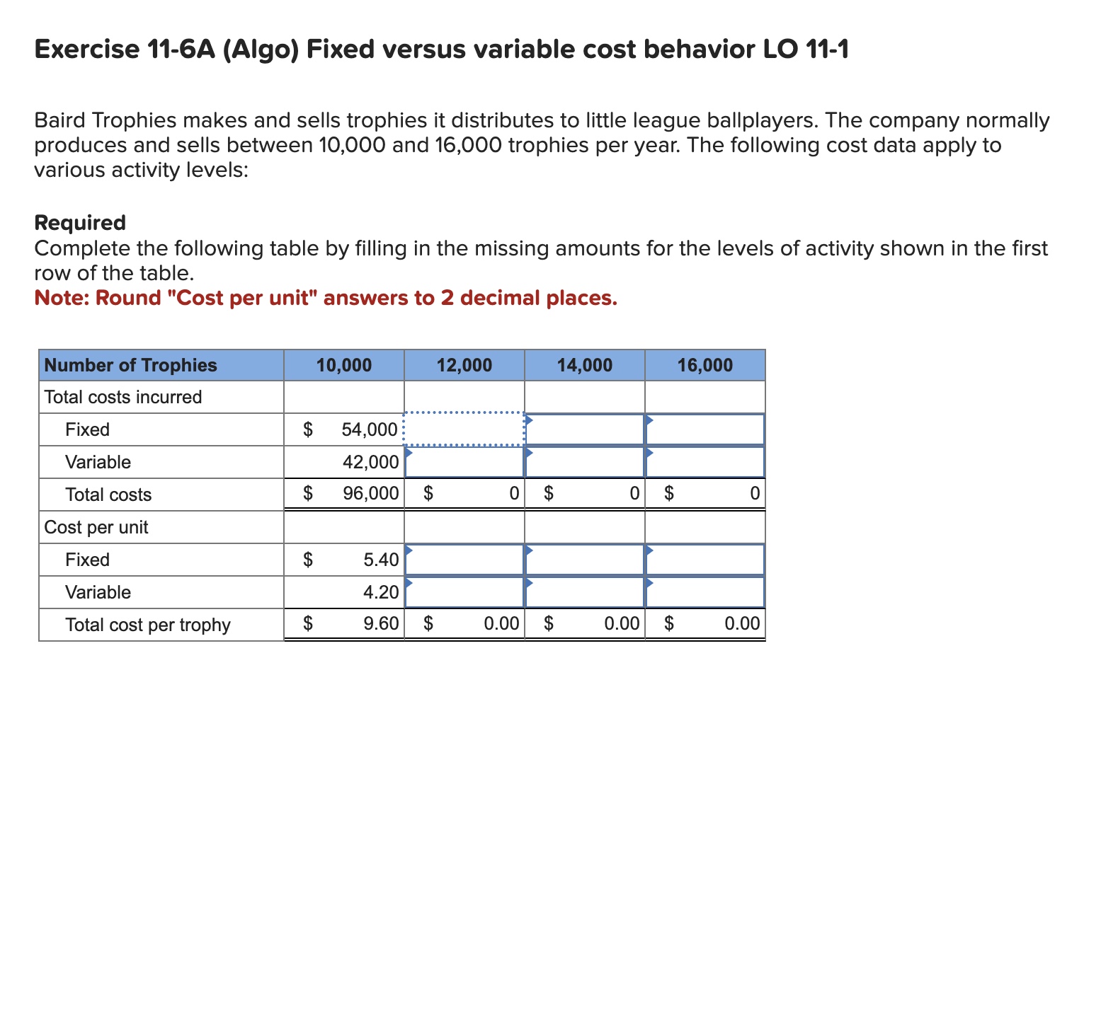Exercise 1 1 - 6 A ( Algo ) Fixed versus variable