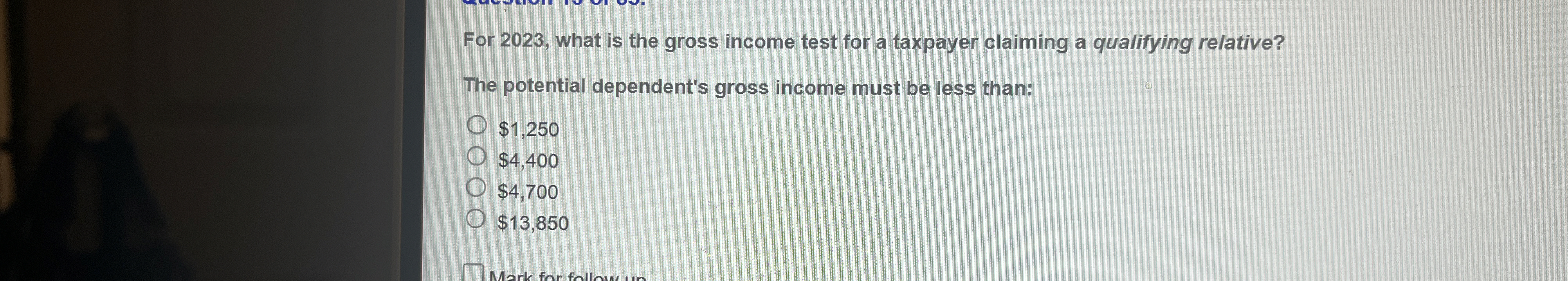 For 2 0 2 3 , what is the gross income test for a