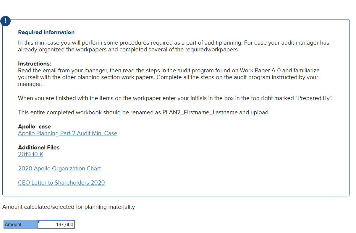 Required information In this mini - case you will