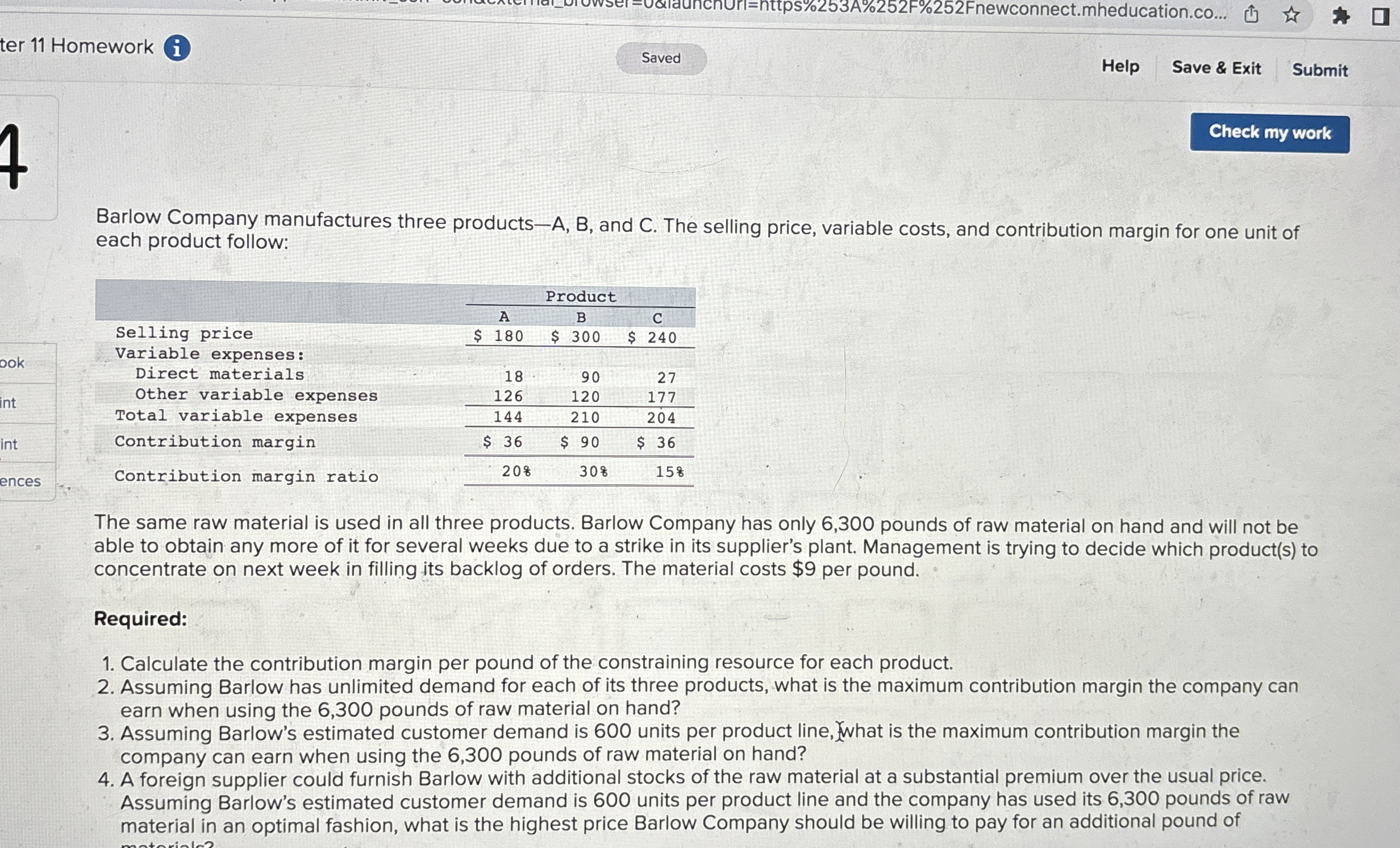 ter 1 1 Homework ( Saved Help Save & Exit Submit