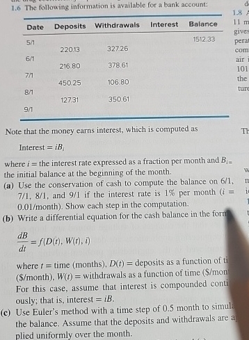 1 . 6 The following information is available for