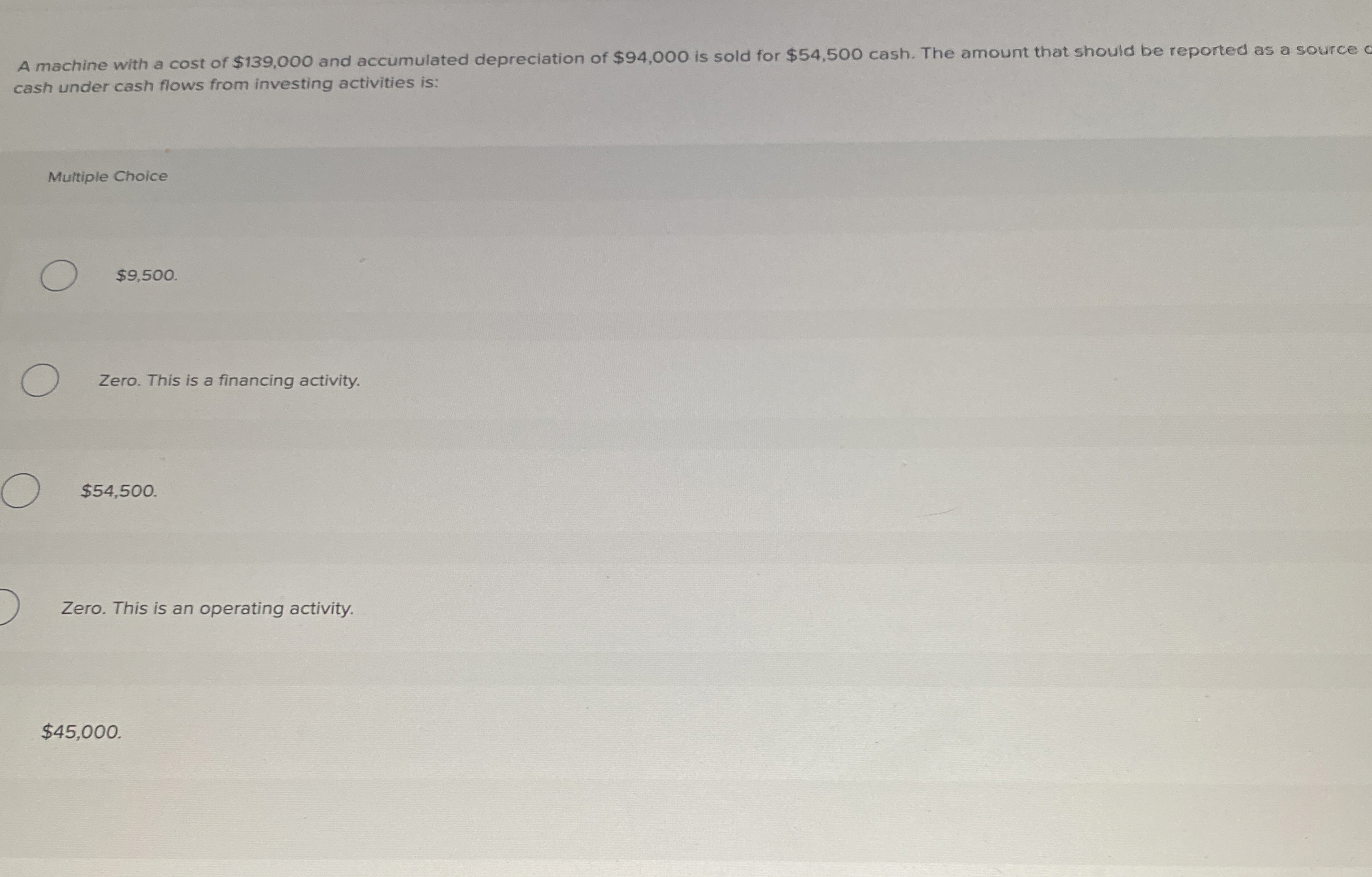 A machine with a cost of $ 1 3 9 , 0 0 0 and